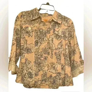 Women’s Ruby Rd size 10 Eyelet lace cuff Overshirt Jacket Exc Con